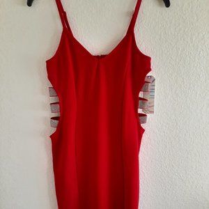 ALMOST FAMOUS Womens Red Dress w/Cutout Bands (Medium)